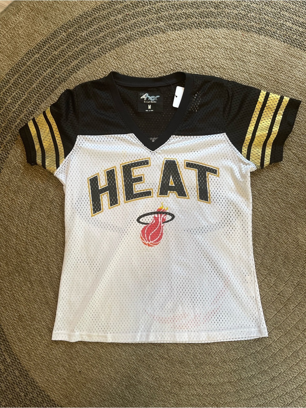Vintage 2014 4Her by Carl Banks Miami Heat mesh V-neck top fashion jersey NBA